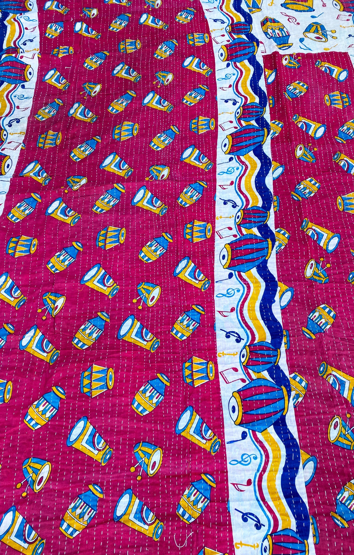 #3725 Vintage Indian CottonThrow Kantha Quilt 85" by 54"