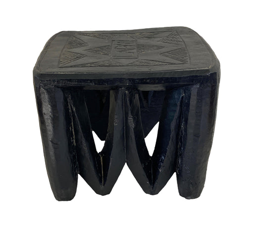 # 4392 Superb African LG Nupe Stool Nigeria 13" W by 10.75" H