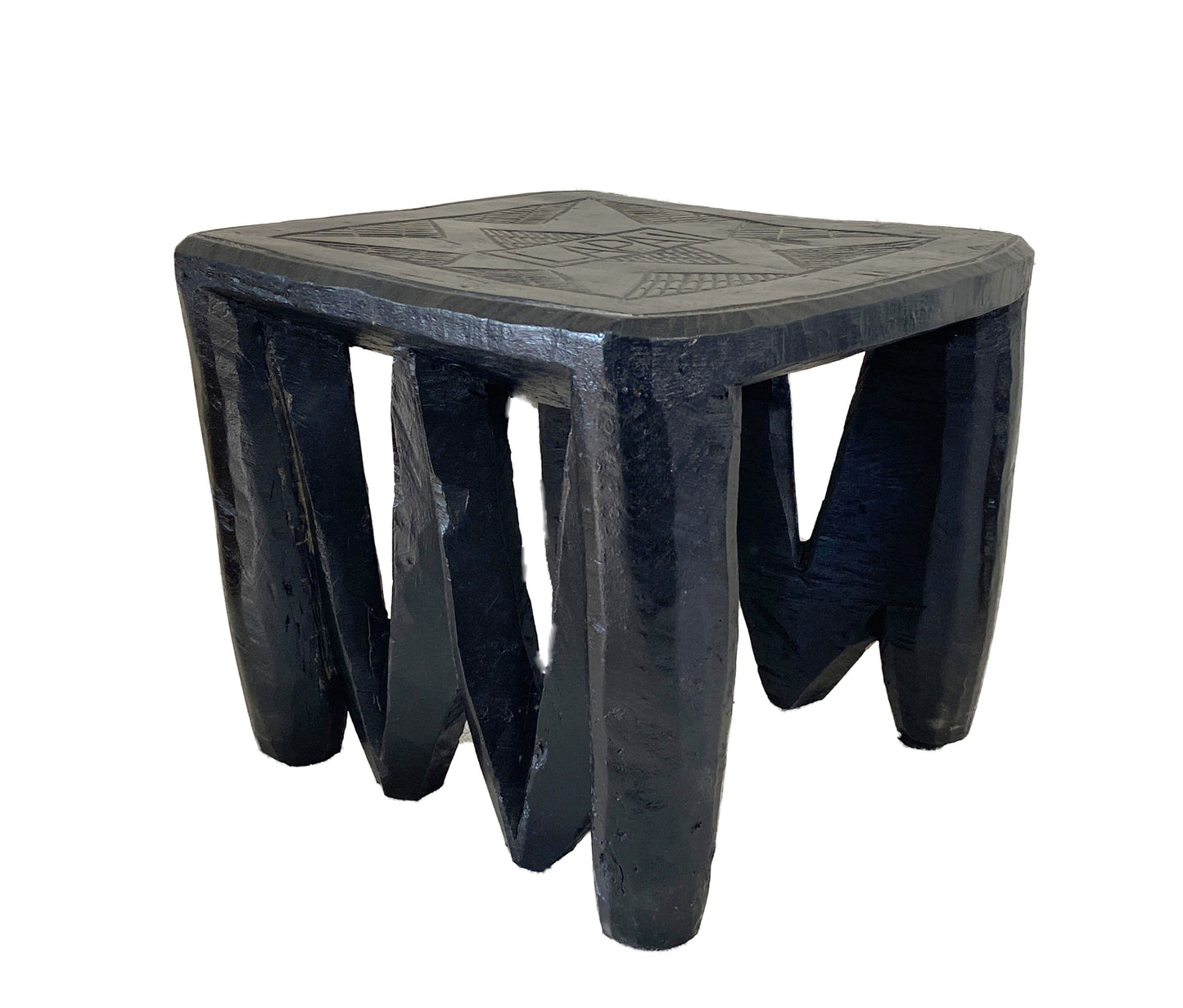 # 4392 Superb African LG Nupe Stool Nigeria 13" W by 10.75" H