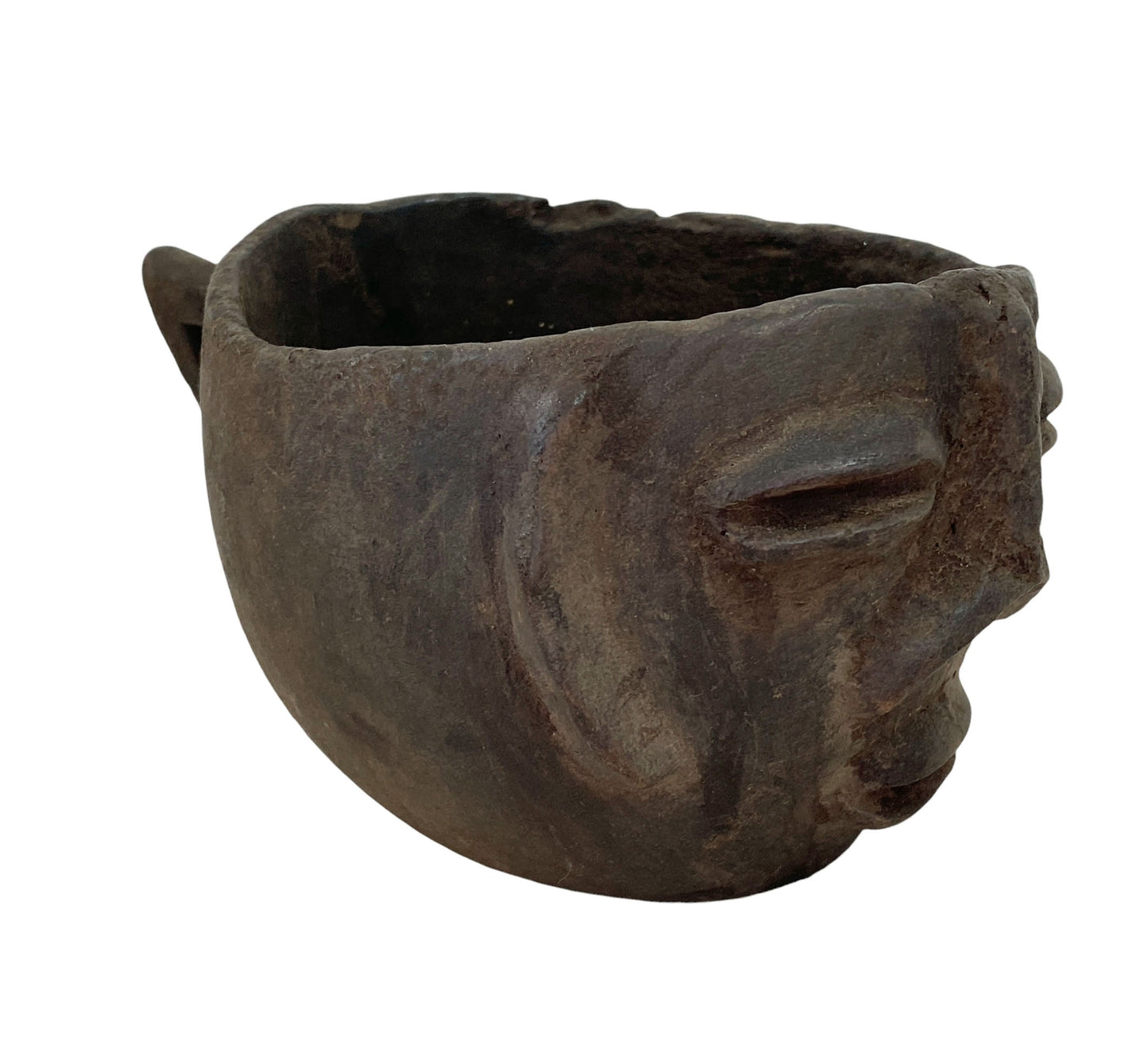 #3745 African Kuba Wooden Cup Figural Head Congo 4" H