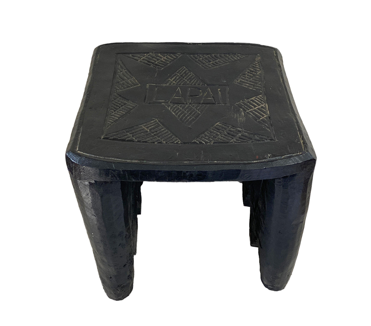 # 4392 Superb African LG Nupe Stool Nigeria 13" W by 10.75" H