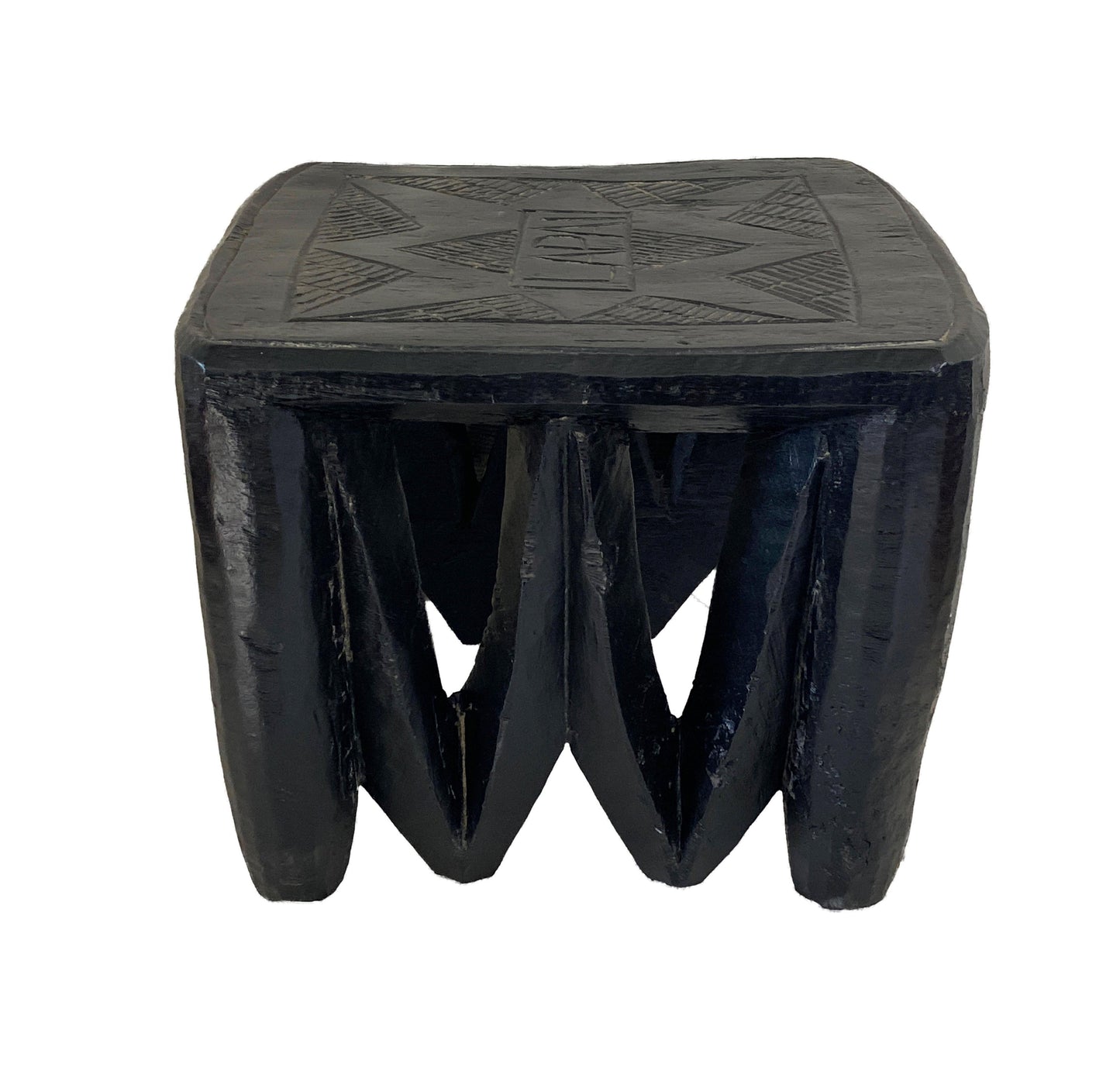 # 4392 Superb African LG Nupe Stool Nigeria 13" W by 10.75" H