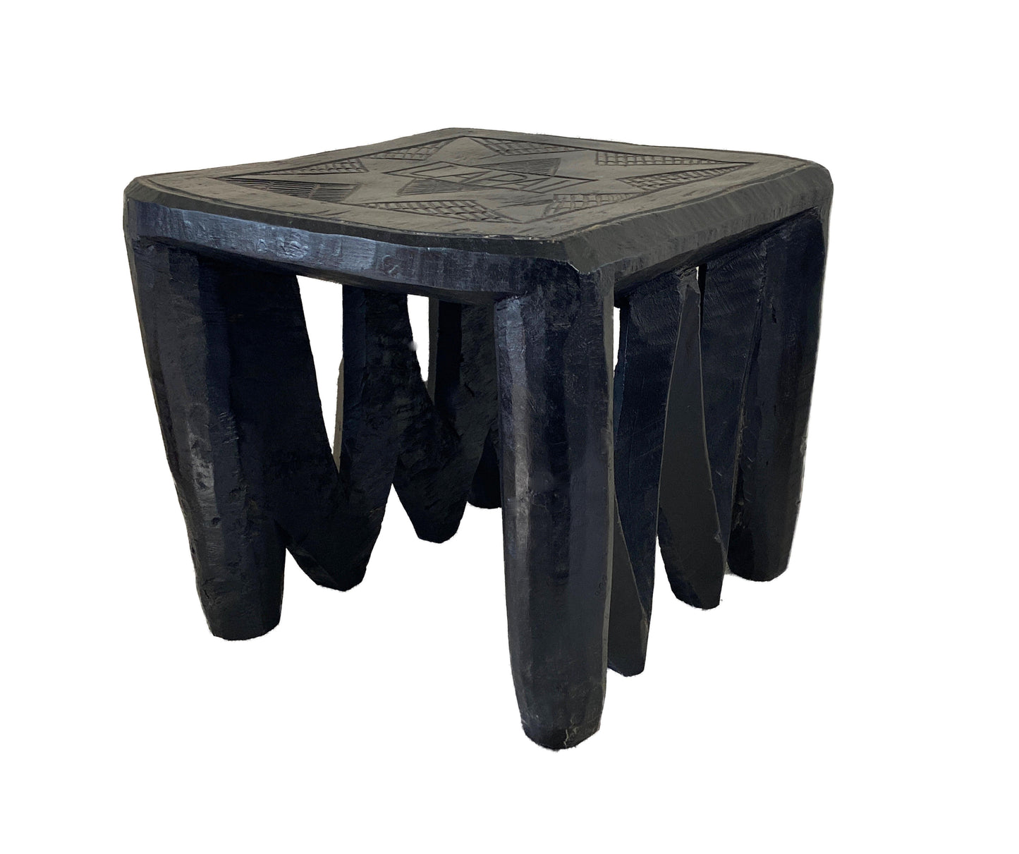 # 4392 Superb African LG Nupe Stool Nigeria 13" W by 10.75" H