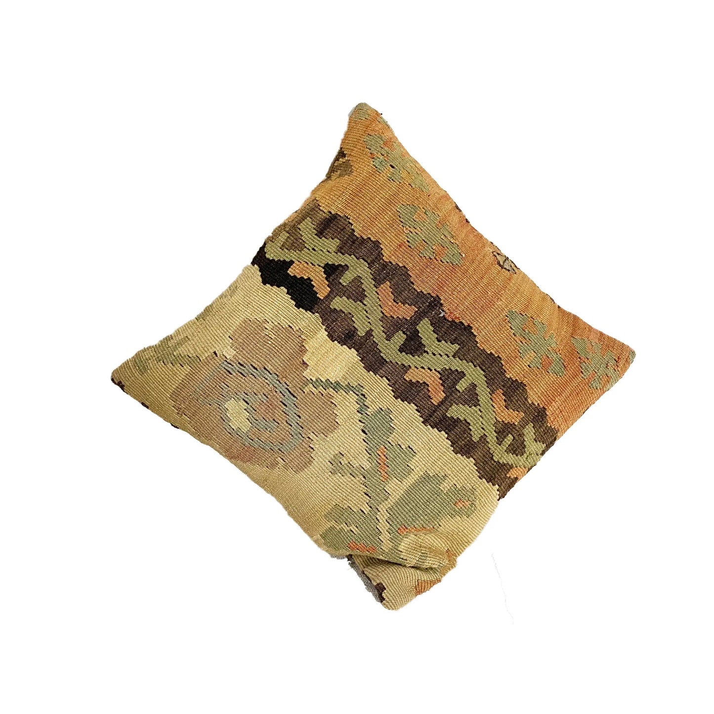 #4196 Vintage Tribal Konya Kilim Pillow Cover 16 by 16"
