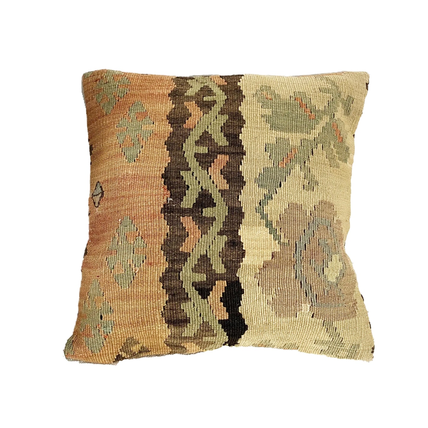 #4196 Vintage Tribal Konya Kilim Pillow Cover 16 by 16"