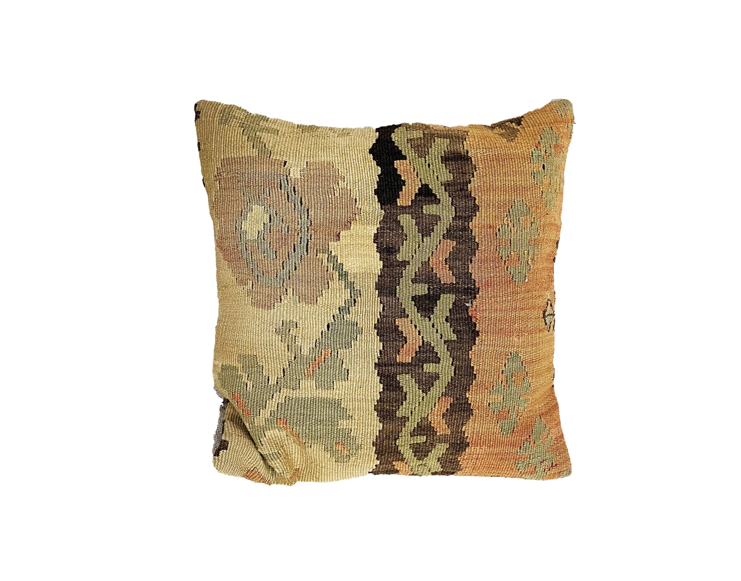 #4196 Vintage Tribal Konya Kilim Pillow Cover 16 by 16"