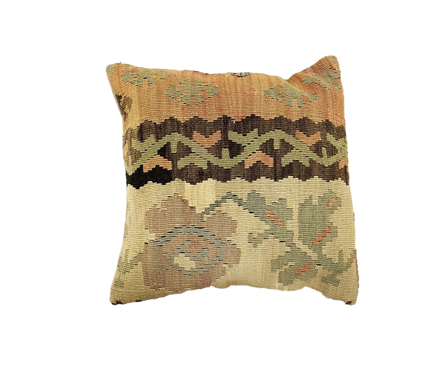 #4196 Vintage Tribal Konya Kilim Pillow Cover 16 by 16"