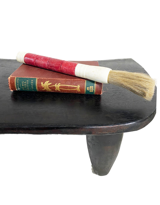 #4155 Chinoiserie Soapstone and Bone Calligraphy Brush 13.5" H