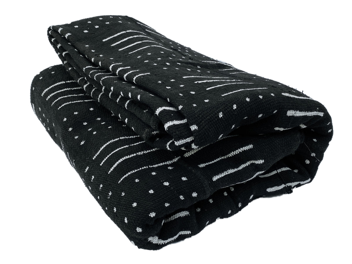 # 3849 LG African Black and White Mud Cloth Textile Mali 63" by 85"