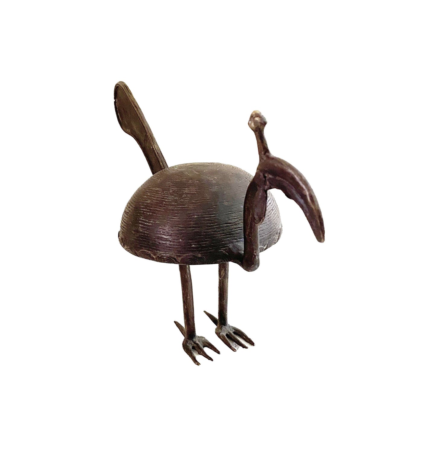 #3677 Lg Bronze Ahanti Bird Sculpture Ghana