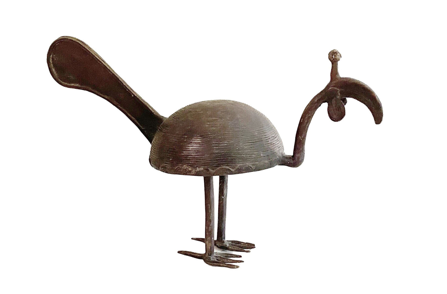 #3677 Lg Bronze Ahanti Bird Sculpture Ghana