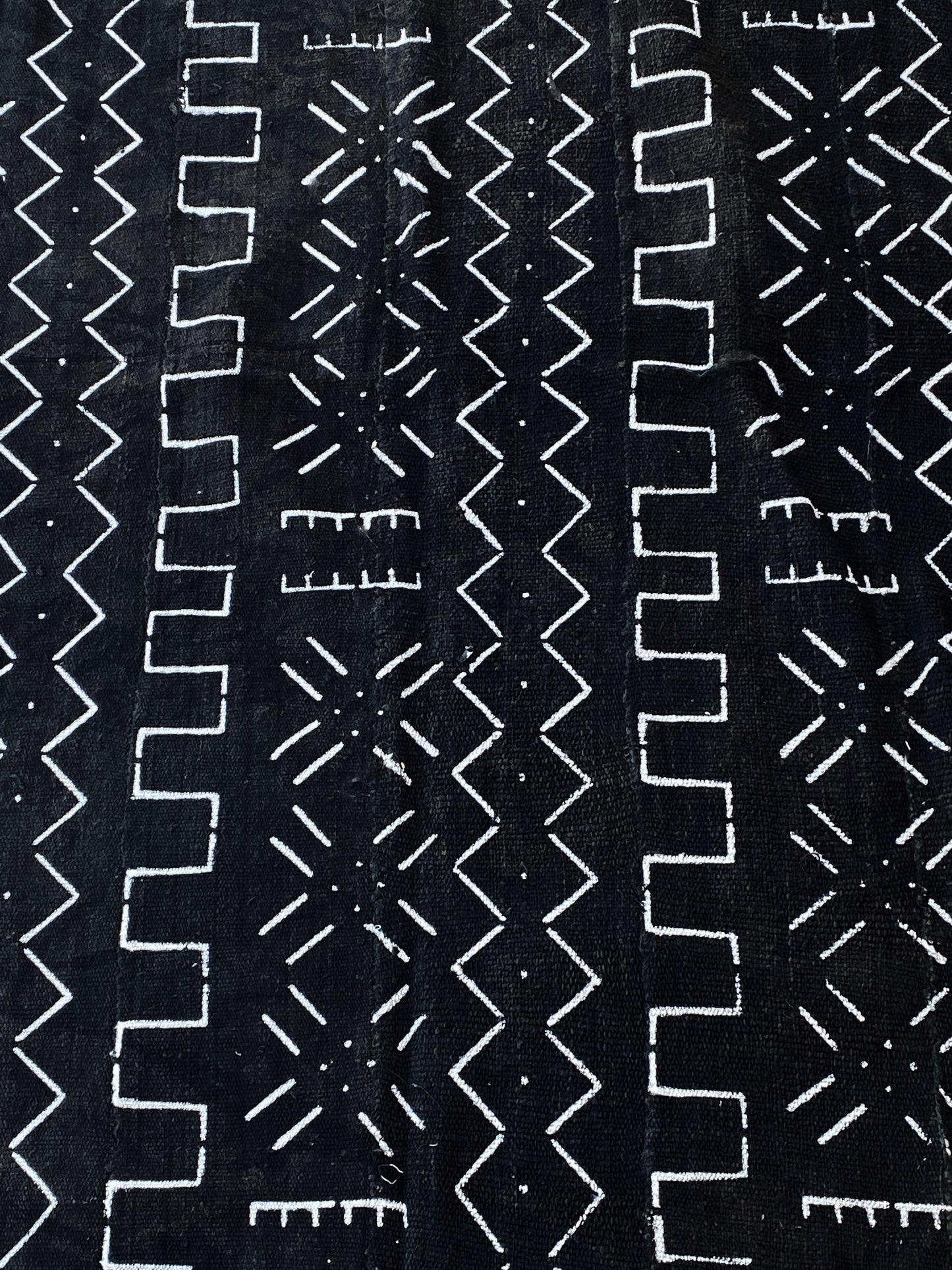 # 3858 Vintage African Black and White Mud Cloth Textile Mali 65" H