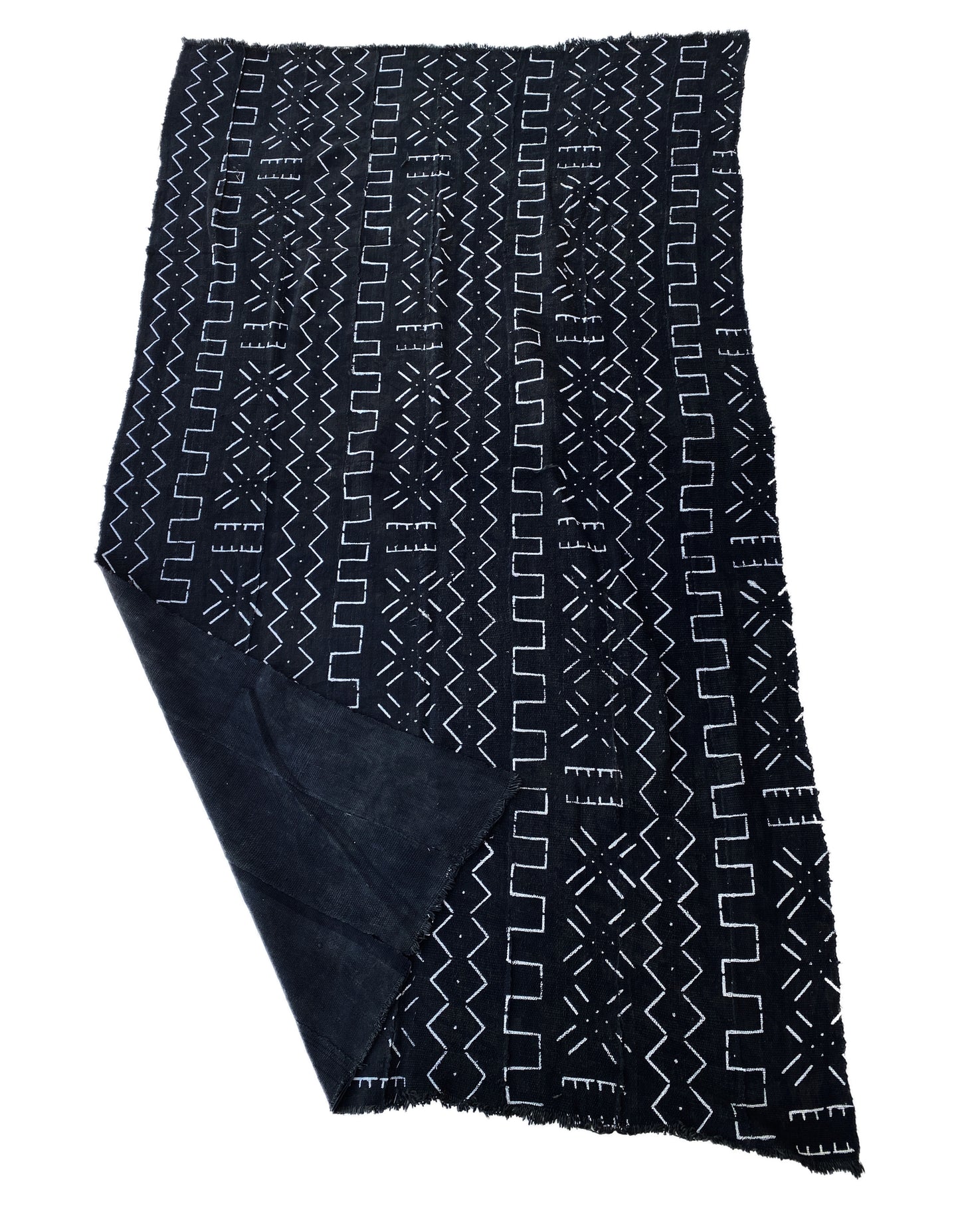 # 3858 Vintage African Black and White Mud Cloth Textile Mali 65" H