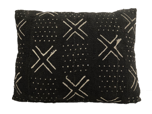 #2206 African Mud Cloth black & white pillows  Mali 19" by 14"