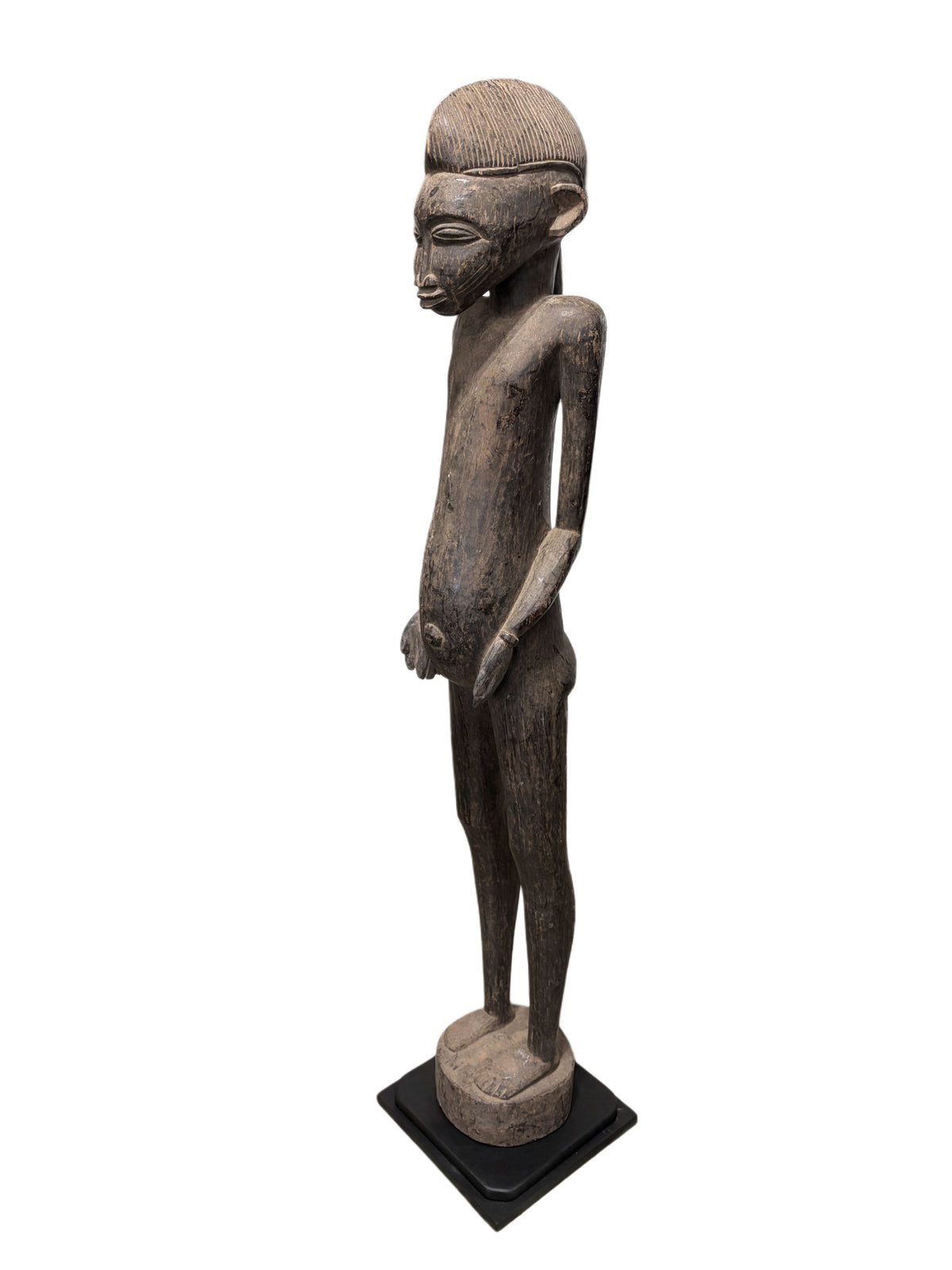 #7233 Life size African  Senufo Tyepka Standing maternity figure 60" H Côte d'Ivoire W/Stand