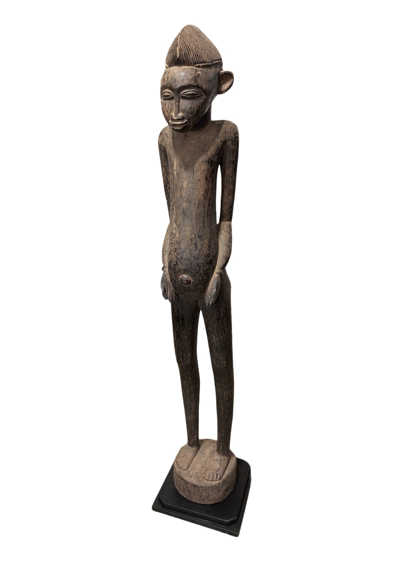#7233 Life size African  Senufo Tyepka Standing maternity figure 60" H Côte d'Ivoire W/Stand