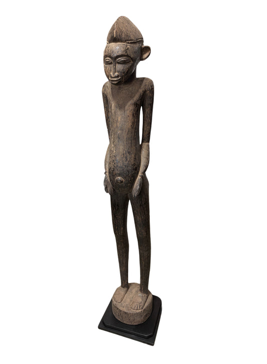 #7233 Life size African  Senufo Tyepka Standing maternity figure 60" H Côte d'Ivoire W/Stand