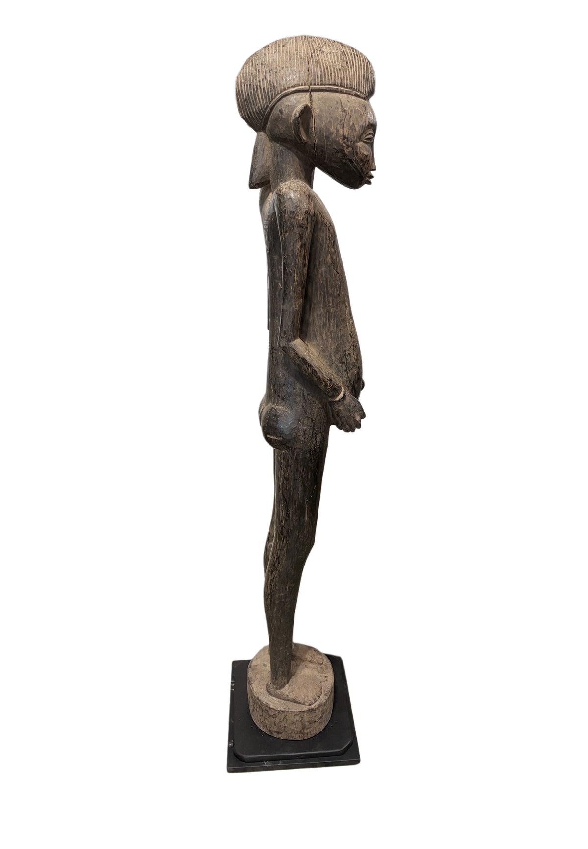#7233 Life size African  Senufo Tyepka Standing maternity figure 60" H Côte d'Ivoire W/Stand