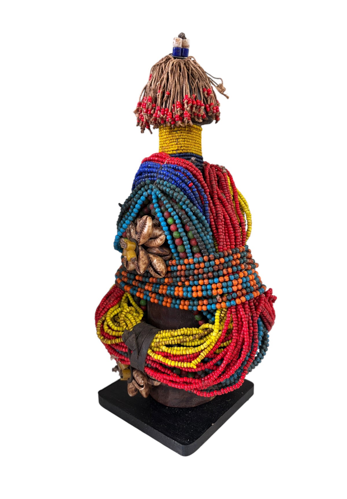 #1225 Vintage African Beaded Fali Namji Fertility Doll Cameroon w/stand  11.5" H