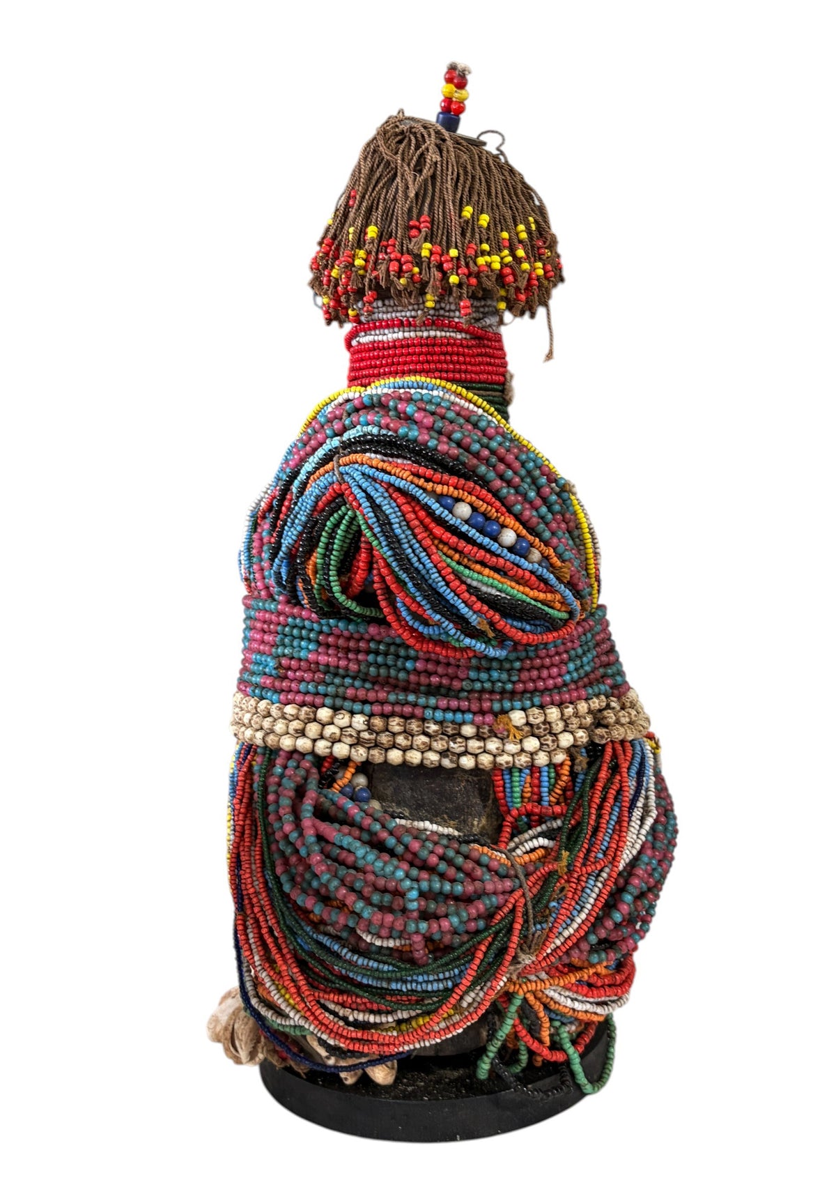 #7708/814 African Beaded Fali Fertility Doll Cameroon  w/Stand 13" H