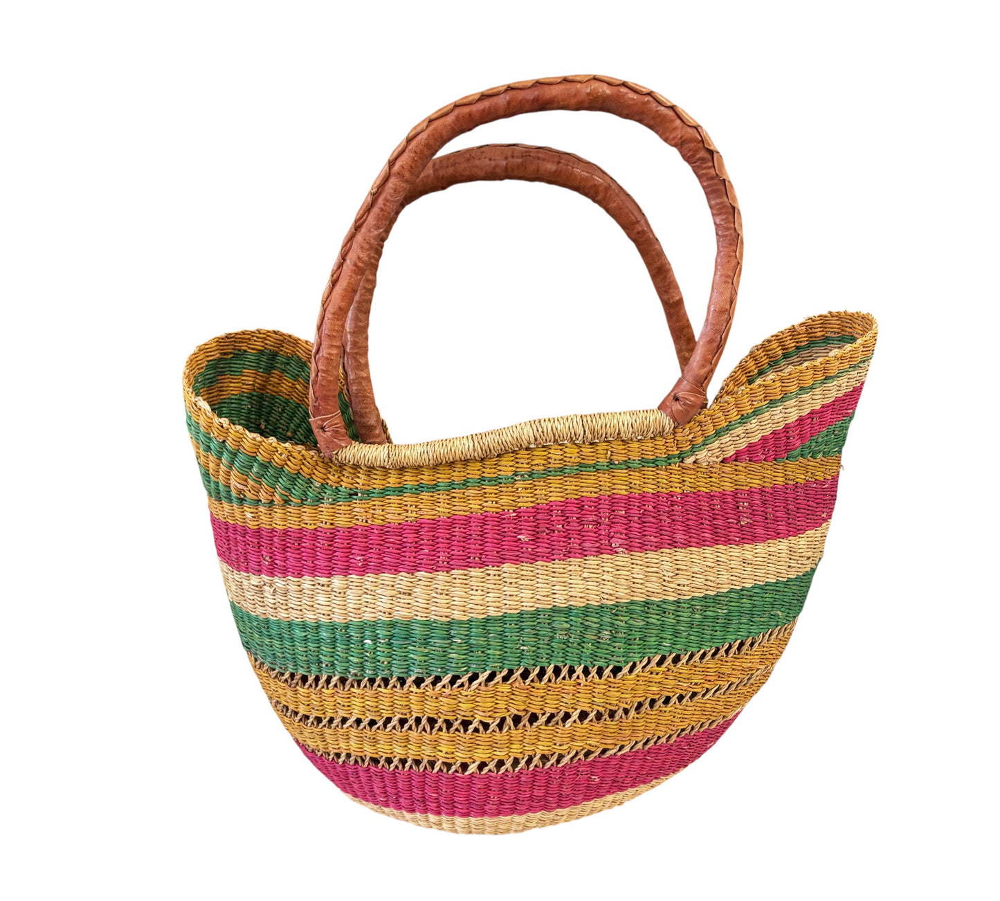 #1/6724/24 VTG African Ghanian  Bolga Basket 19" H by 19" W