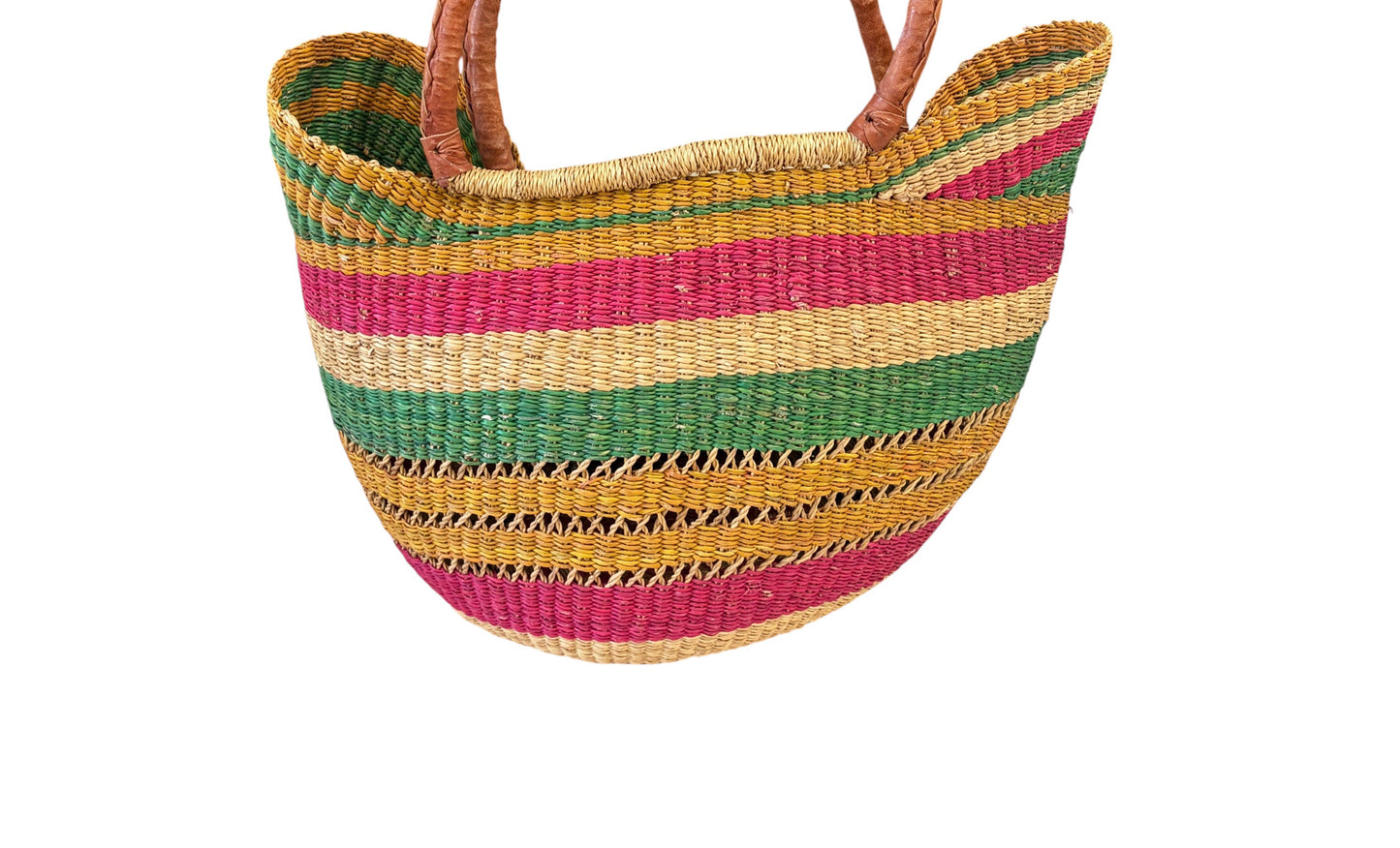 #1/6724/24 VTG African Ghanian  Bolga Basket 19" H by 19" W