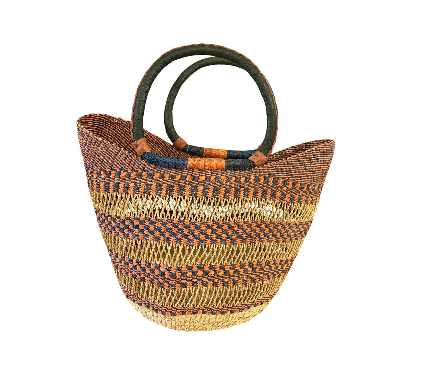 #2/6724/24 VTG  LG African Ghanian  Bolga Basket 19" H by 19" W