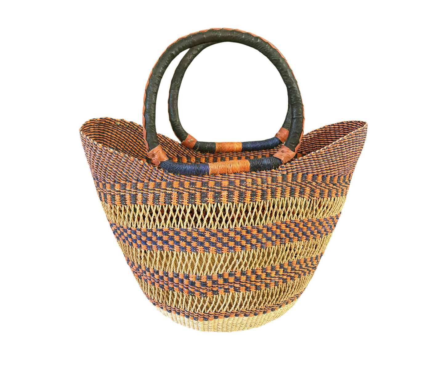 #2/6724/24 VTG  LG African Ghanian  Bolga Basket 19" H by 19" W
