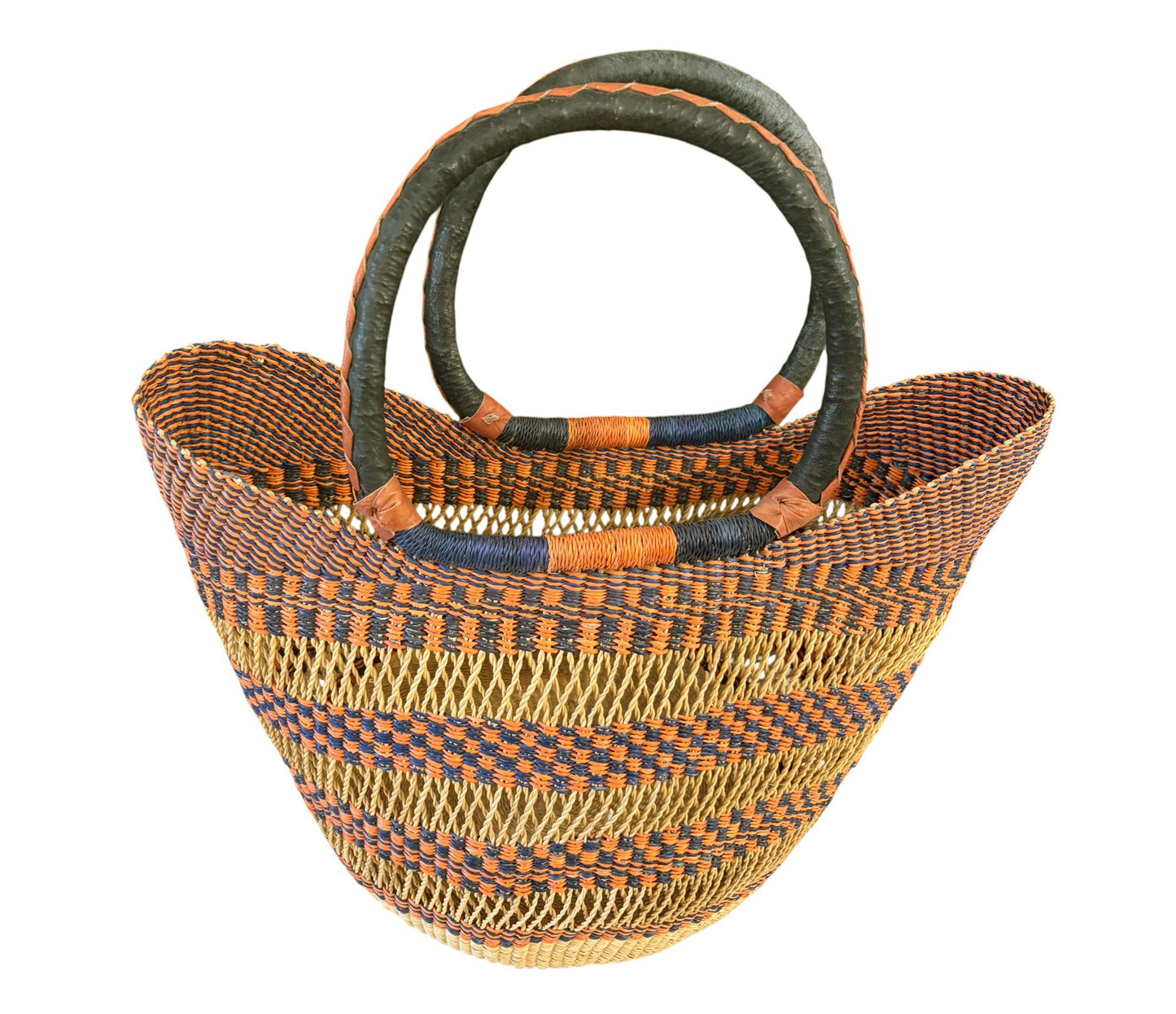 #2/6724/24 VTG  LG African Ghanian  Bolga Basket 19" H by 19" W
