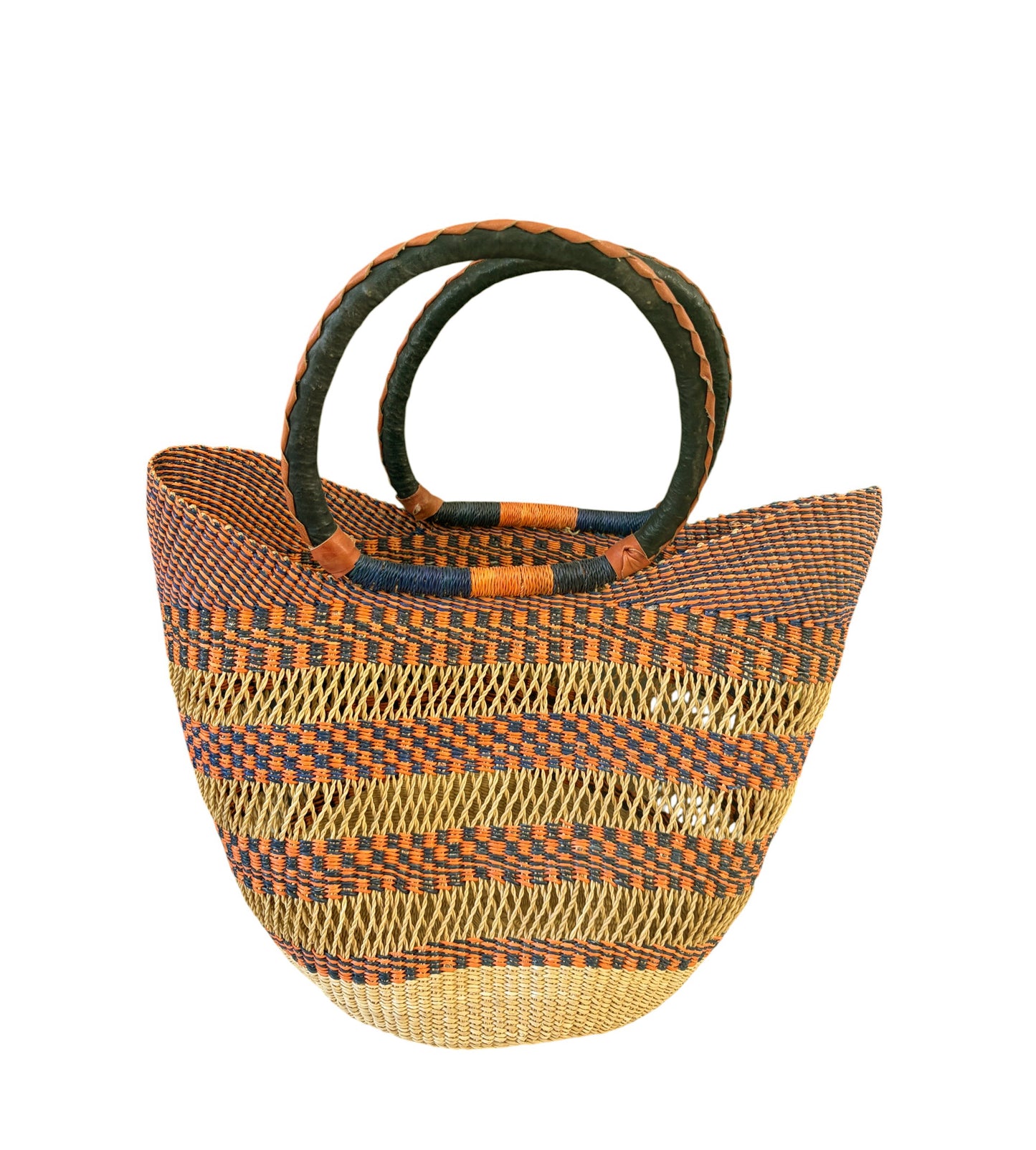 #2/6724/24 VTG  LG African Ghanian  Bolga Basket 19" H by 19" W