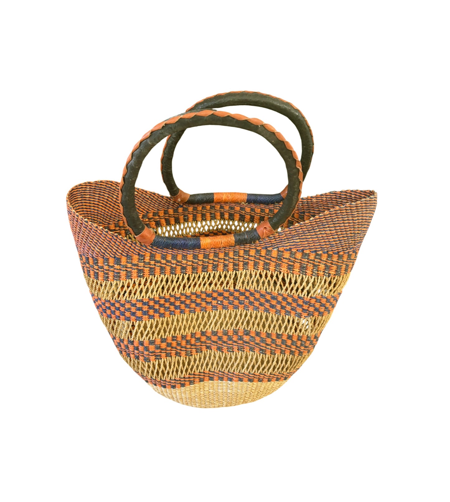 #2/6724/24 VTG  LG African Ghanian  Bolga Basket 19" H by 19" W