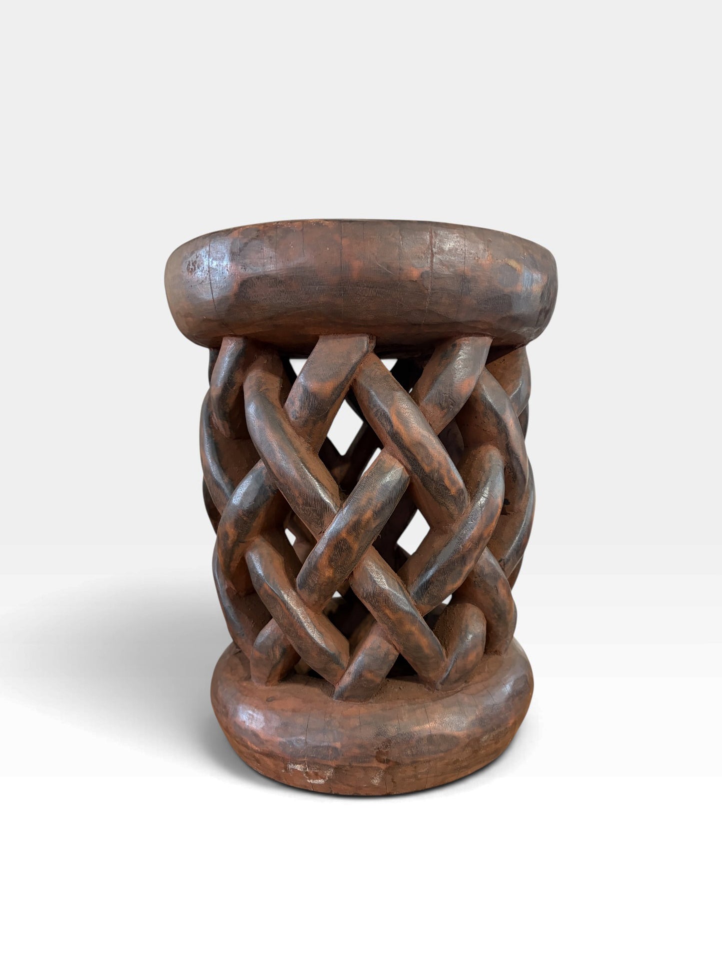 #1277 Vintage Tribal Nobility Bamileke Braided Stool/Table Cameroon 15" H