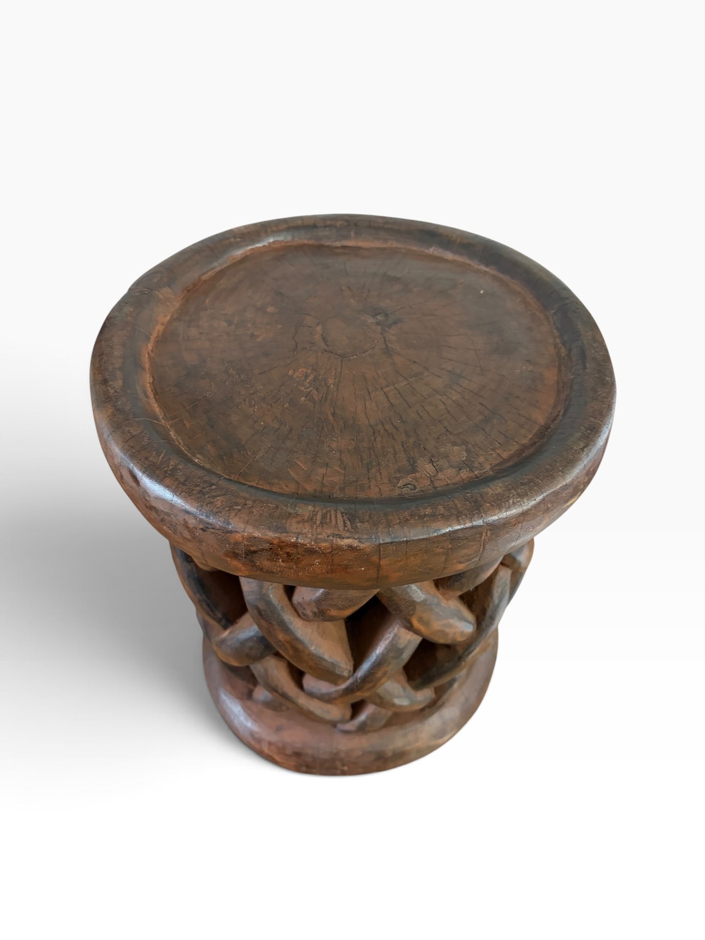 #1277 Vintage Tribal Nobility Bamileke Braided Stool/Table Cameroon 15" H