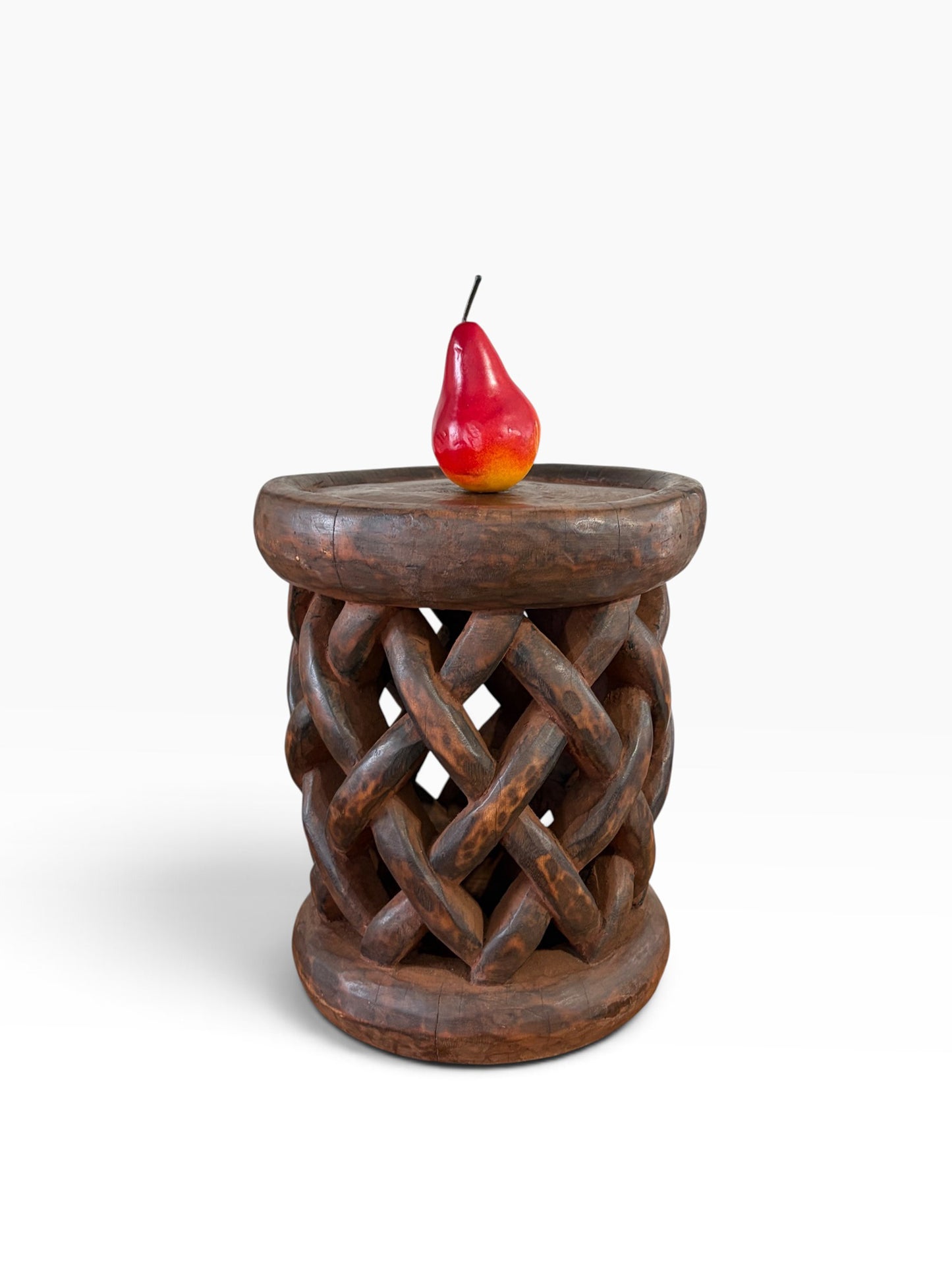 #1277 Vintage Tribal Nobility Bamileke Braided Stool/Table Cameroon 15" H