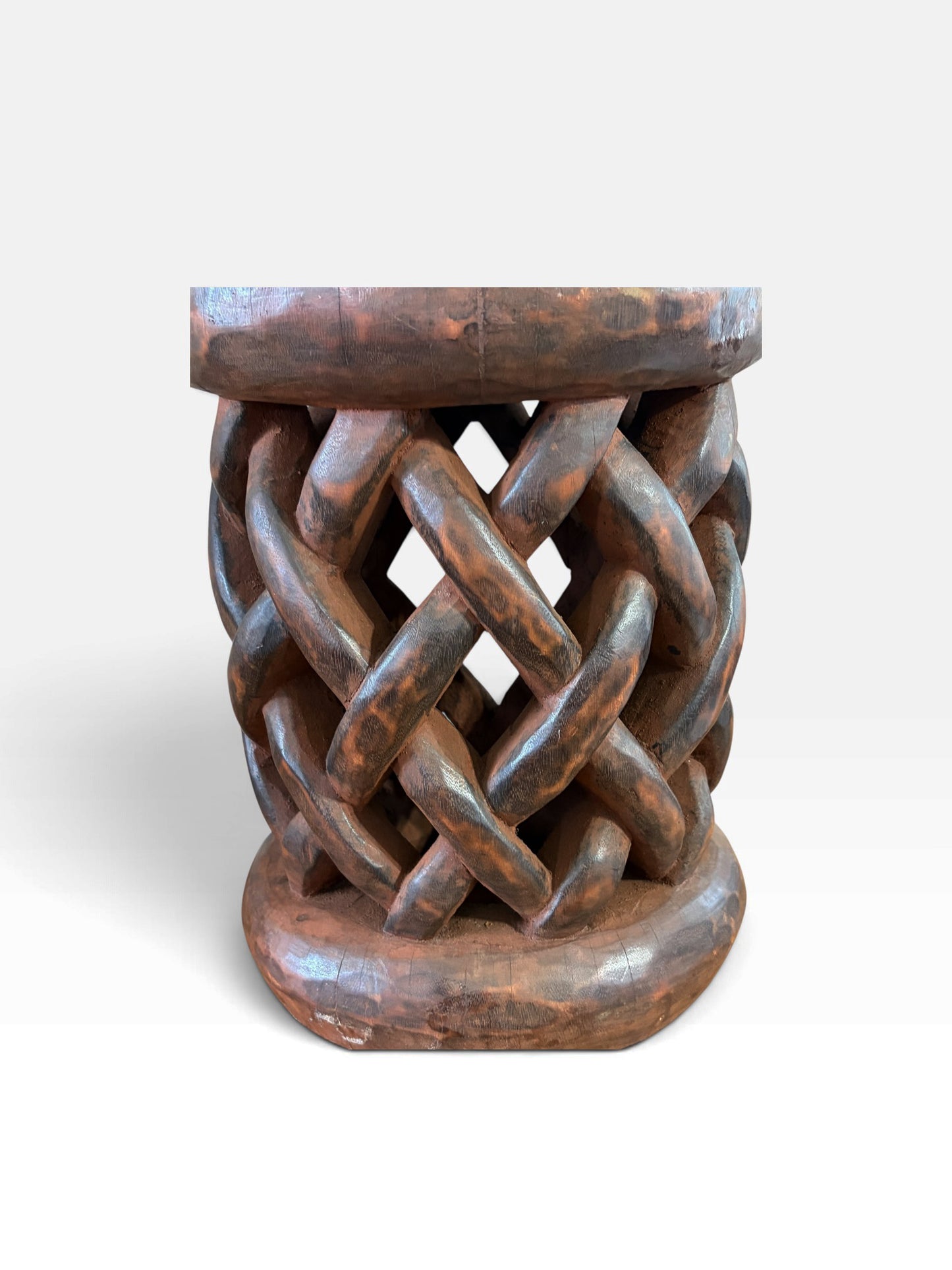 #1277 Vintage Tribal Nobility Bamileke Braided Stool/Table Cameroon 15" H