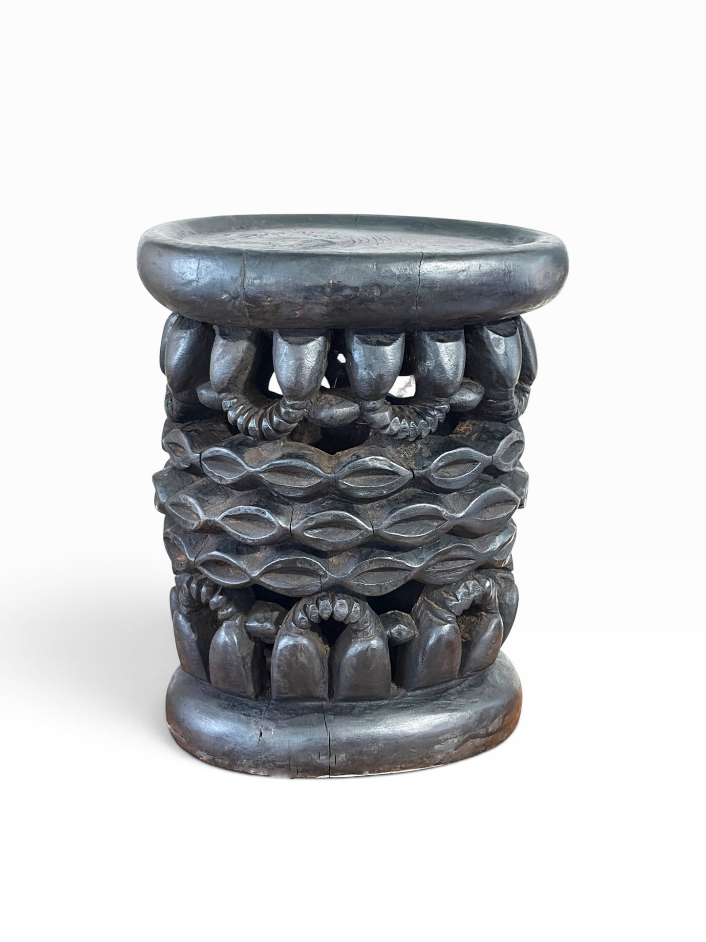 #1276 Vintage Tribal Nobility Bamileke Oval Stool/Table Cameroon 16" H