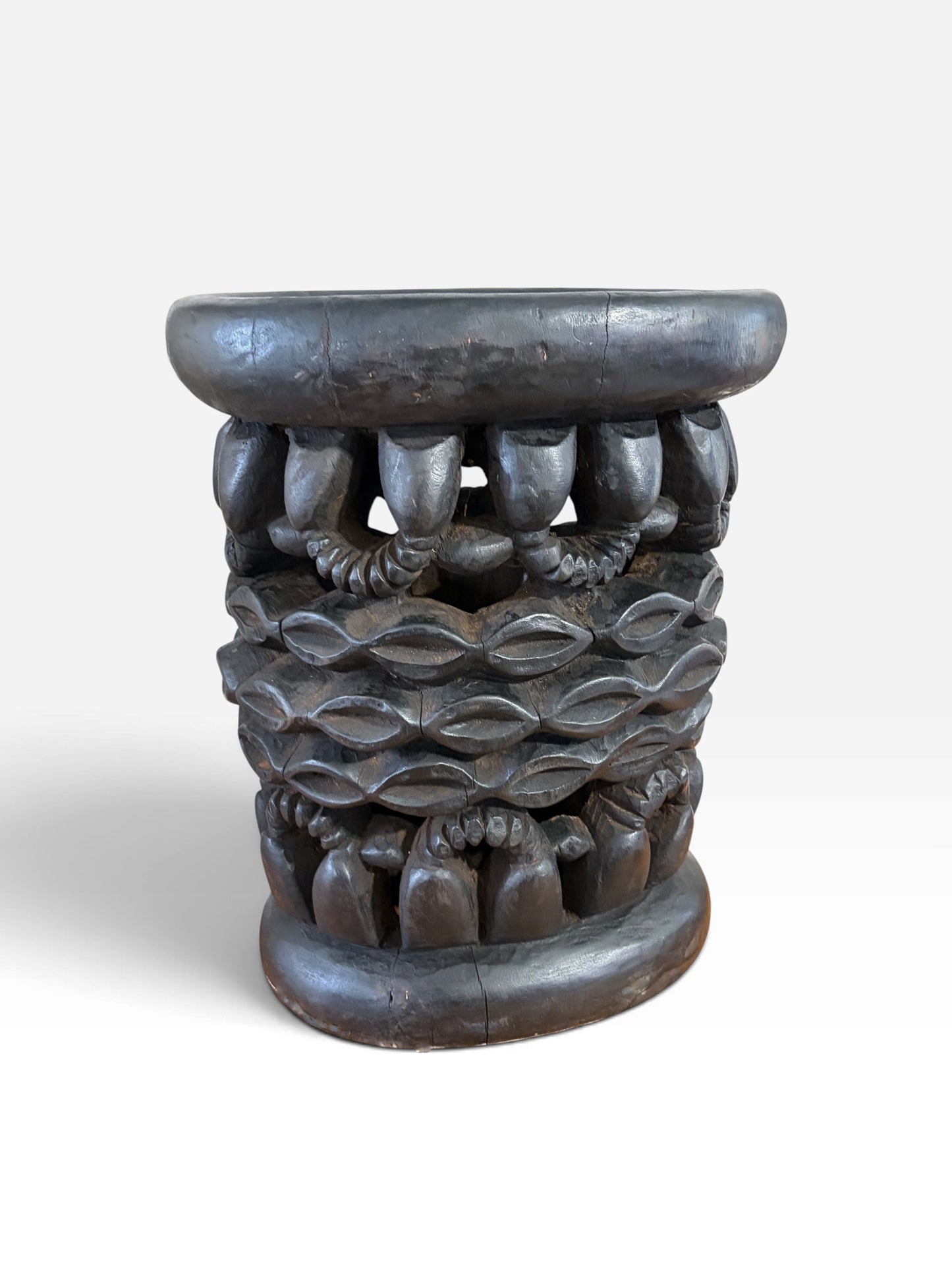 #1276 Vintage Tribal Nobility Bamileke Oval Stool/Table Cameroon 16" H