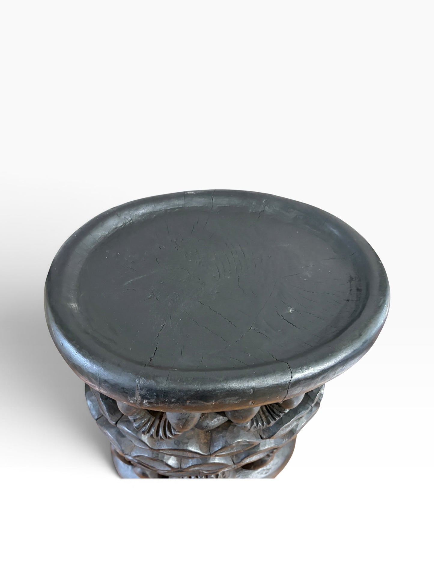 #1276 Vintage Tribal Nobility Bamileke Oval Stool/Table Cameroon 16" H