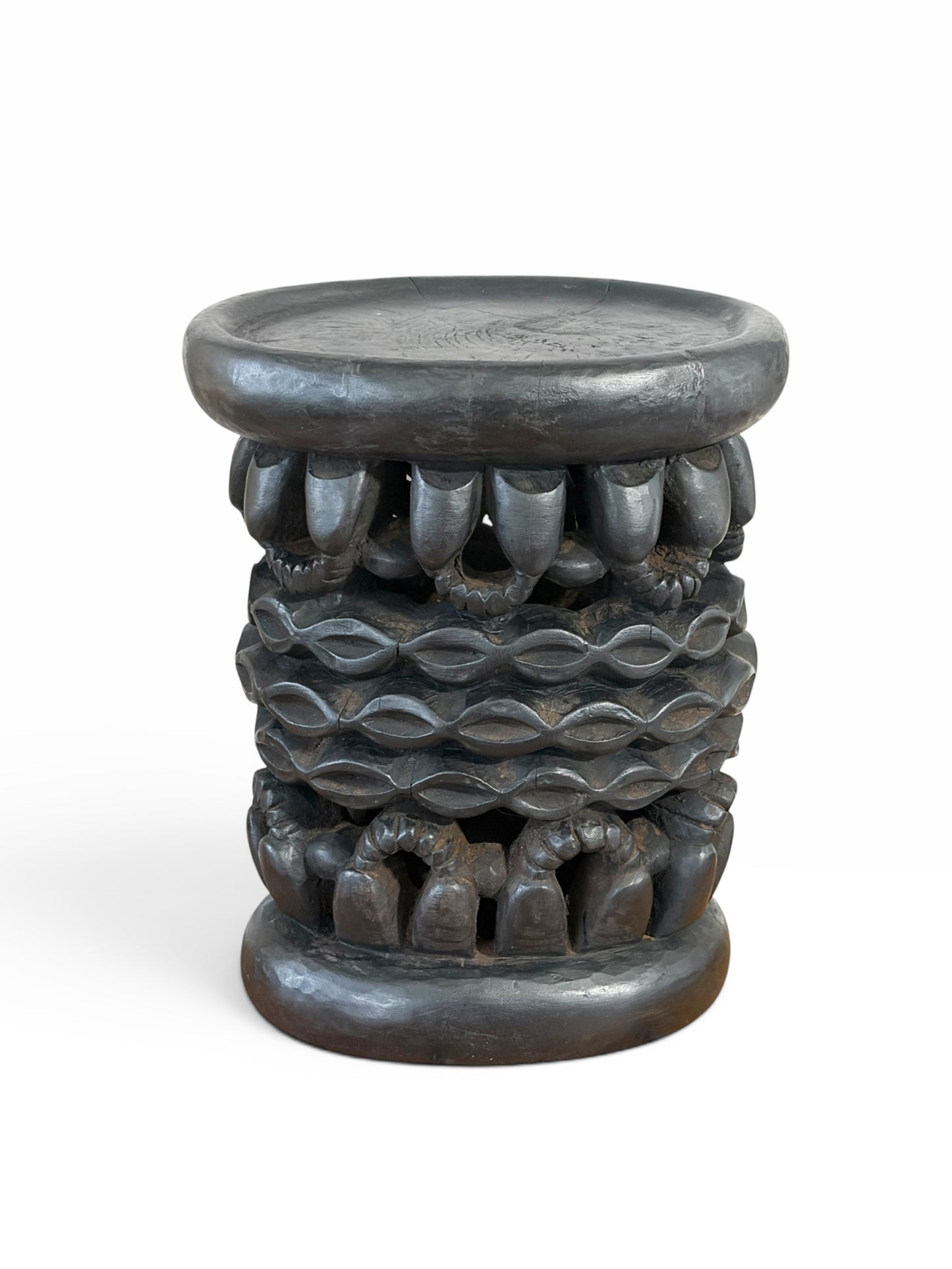 #1276 Vintage Tribal Nobility Bamileke Oval Stool/Table Cameroon 16" H