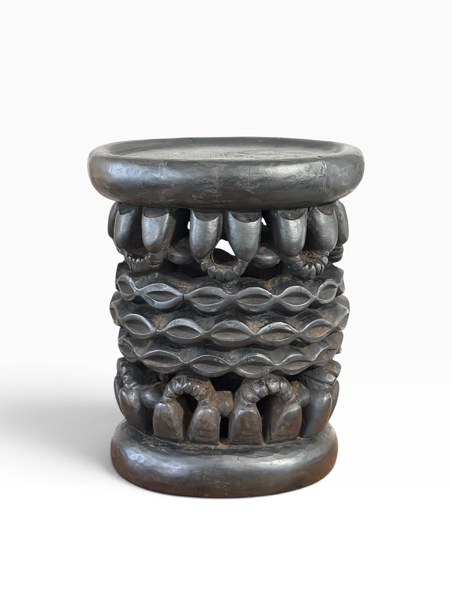 #1276 Vintage Tribal Nobility Bamileke Oval Stool/Table Cameroon 16" H