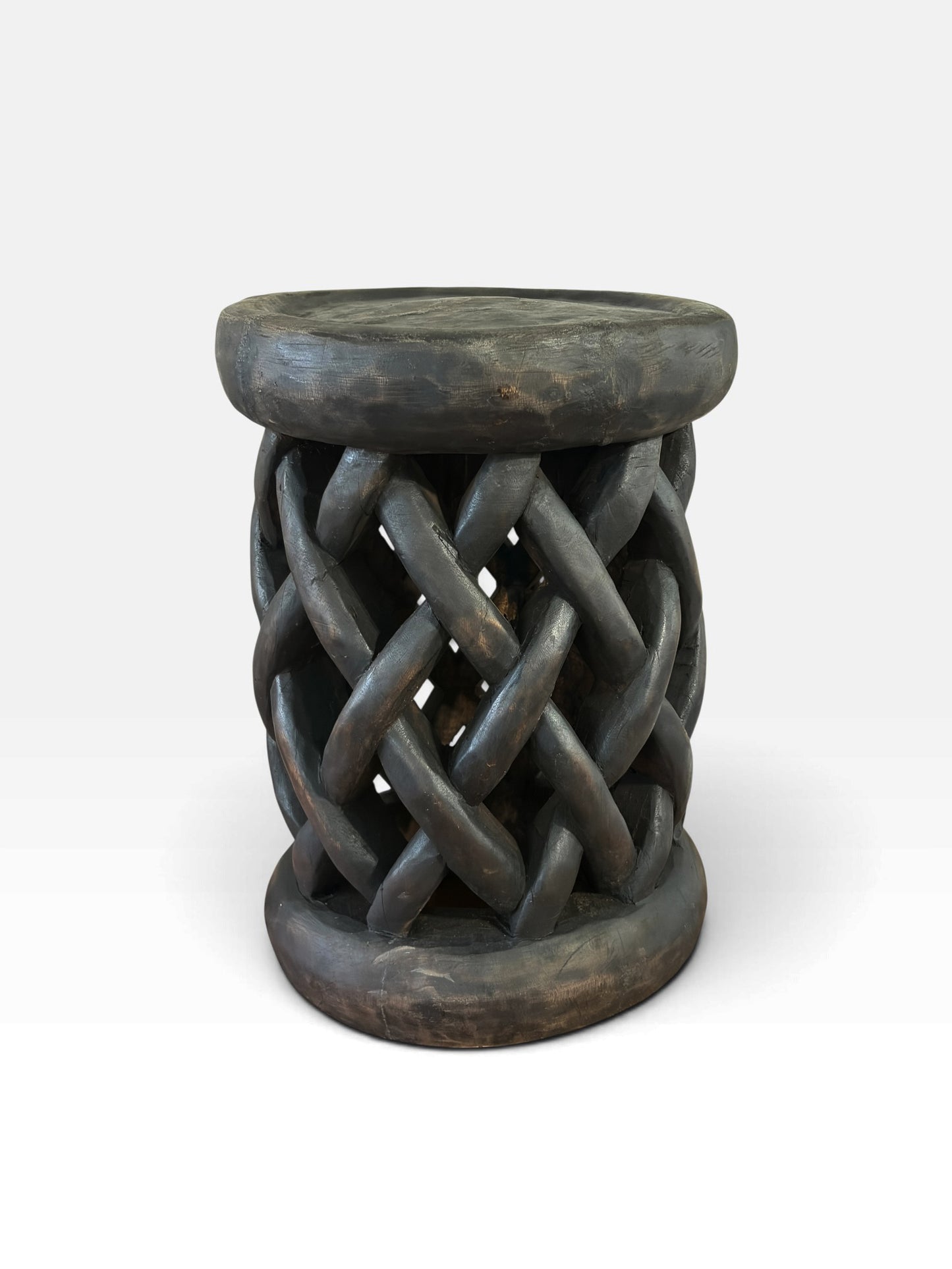 #1271 Vintage Tribal Nobility Bamileke Braided Stool/Table Cameroon 16" H