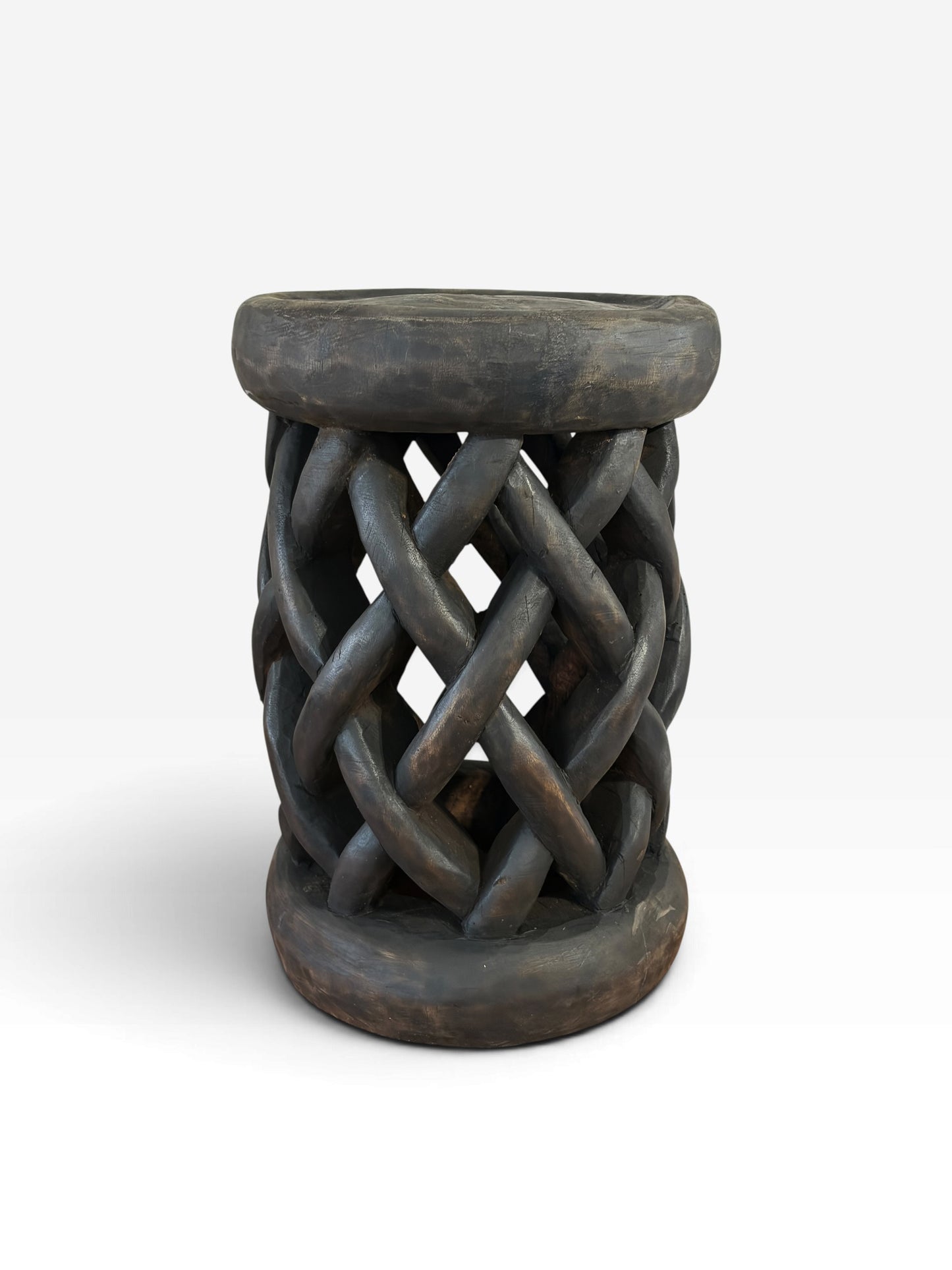 #1271 Vintage Tribal Nobility Bamileke Braided Stool/Table Cameroon 16" H