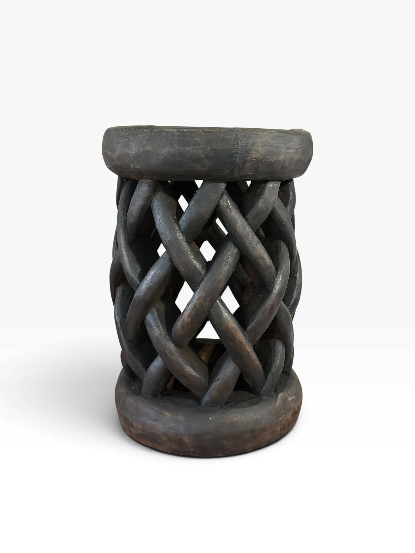 #1271 Vintage Tribal Nobility Bamileke Braided Stool/Table Cameroon 16" H
