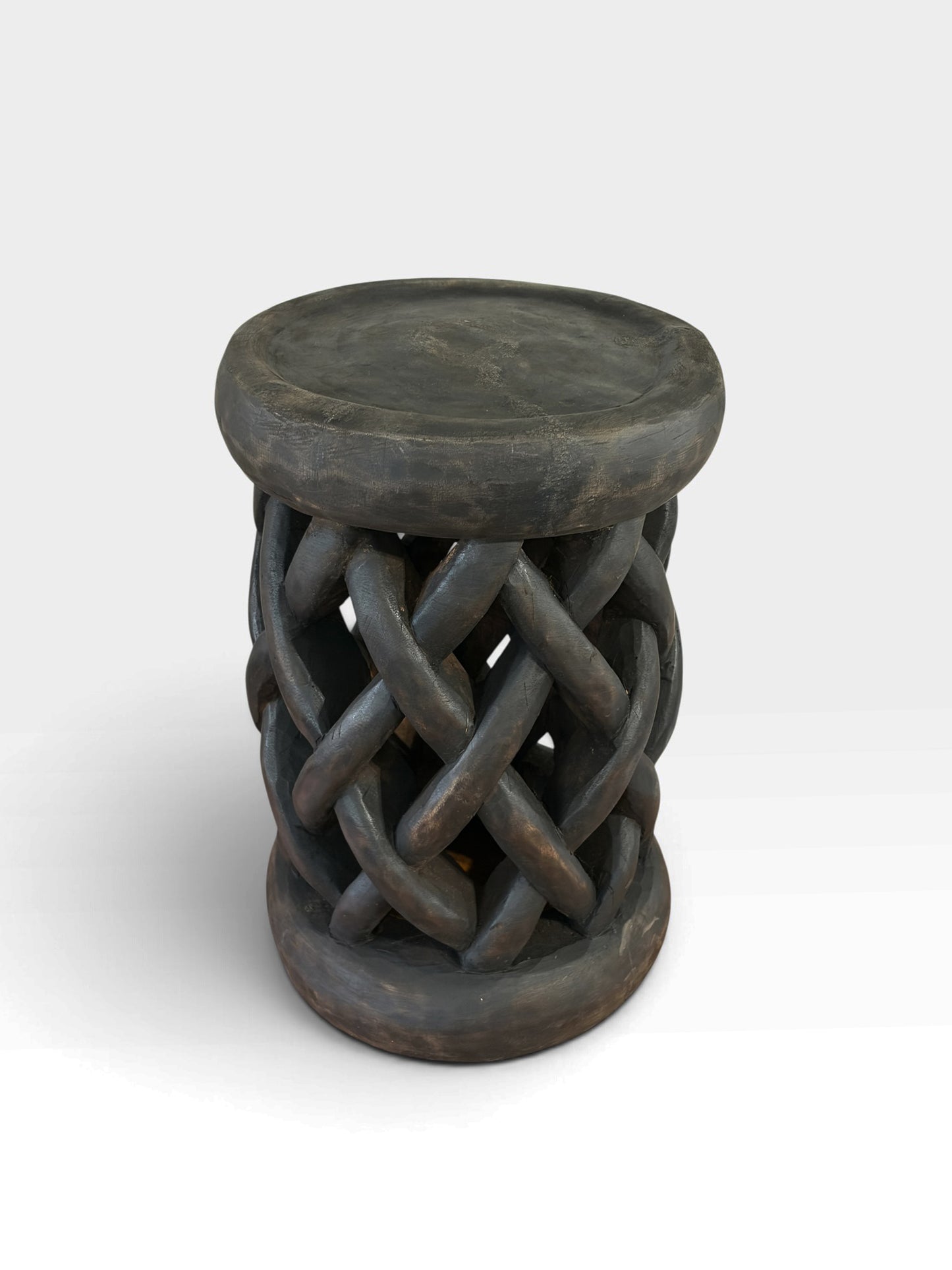 #1271 Vintage Tribal Nobility Bamileke Braided Stool/Table Cameroon 16" H