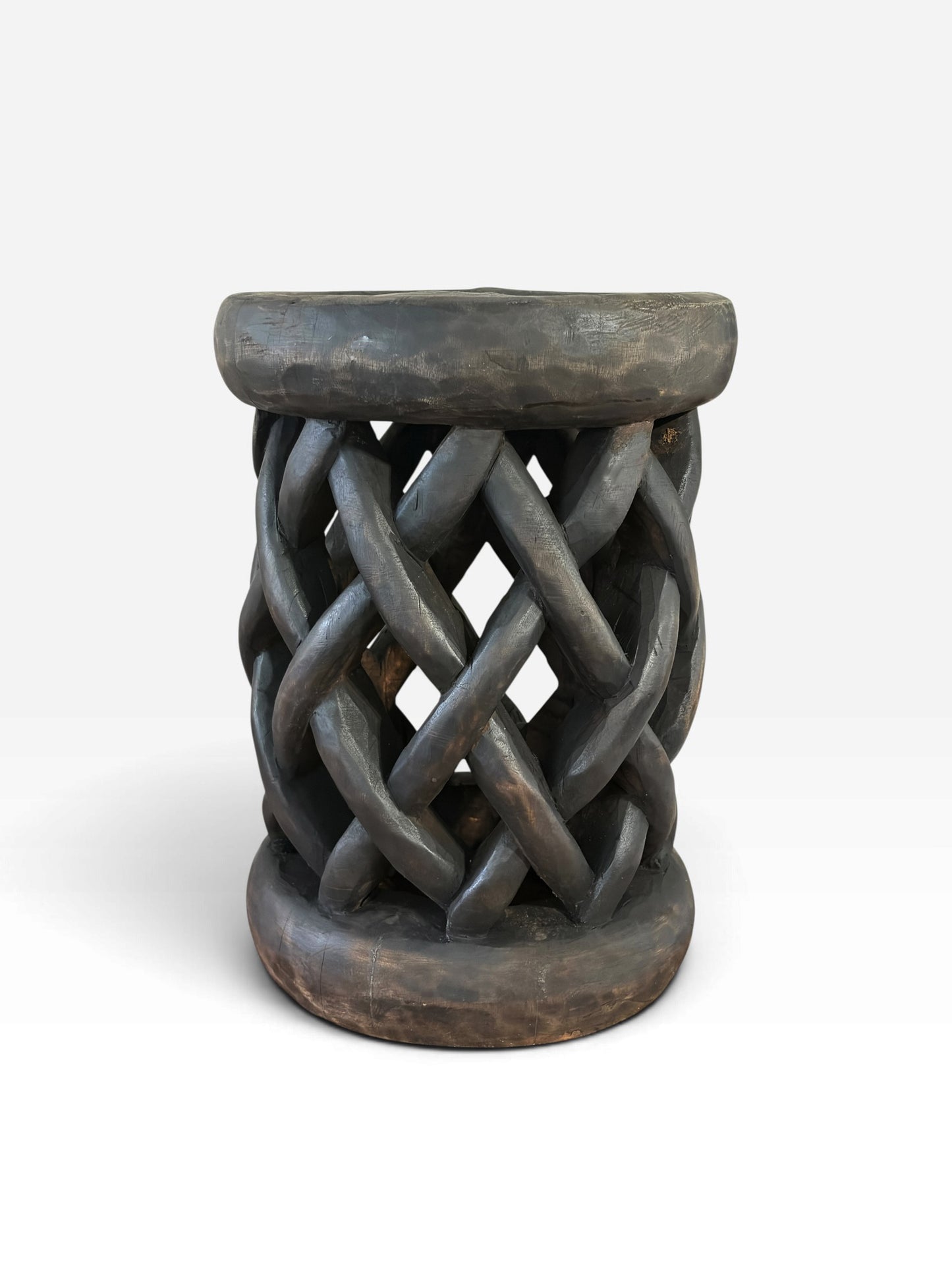 #1271 Vintage Tribal Nobility Bamileke Braided Stool/Table Cameroon 16" H