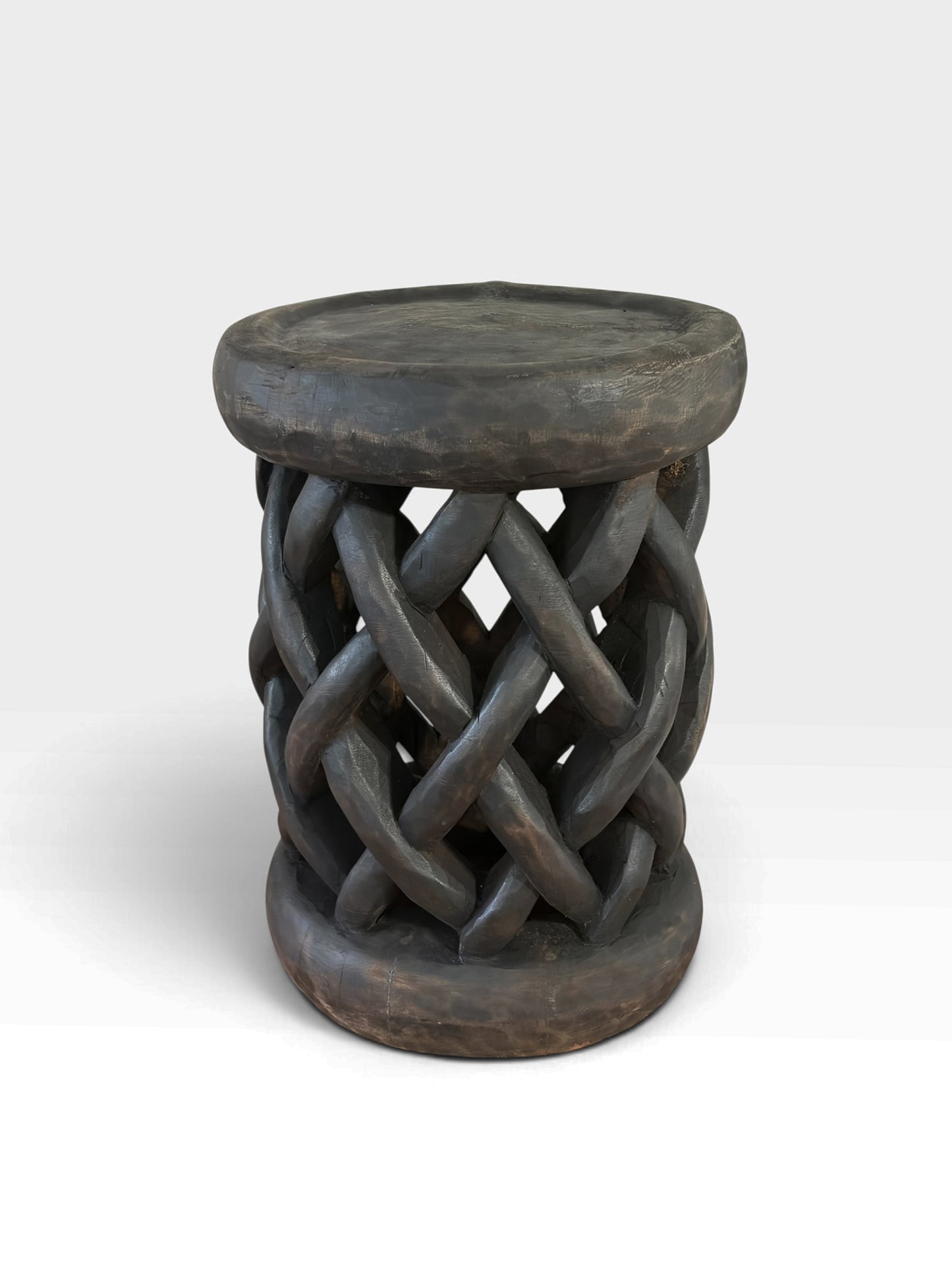 #1271 Vintage Tribal Nobility Bamileke Braided Stool/Table Cameroon 16" H