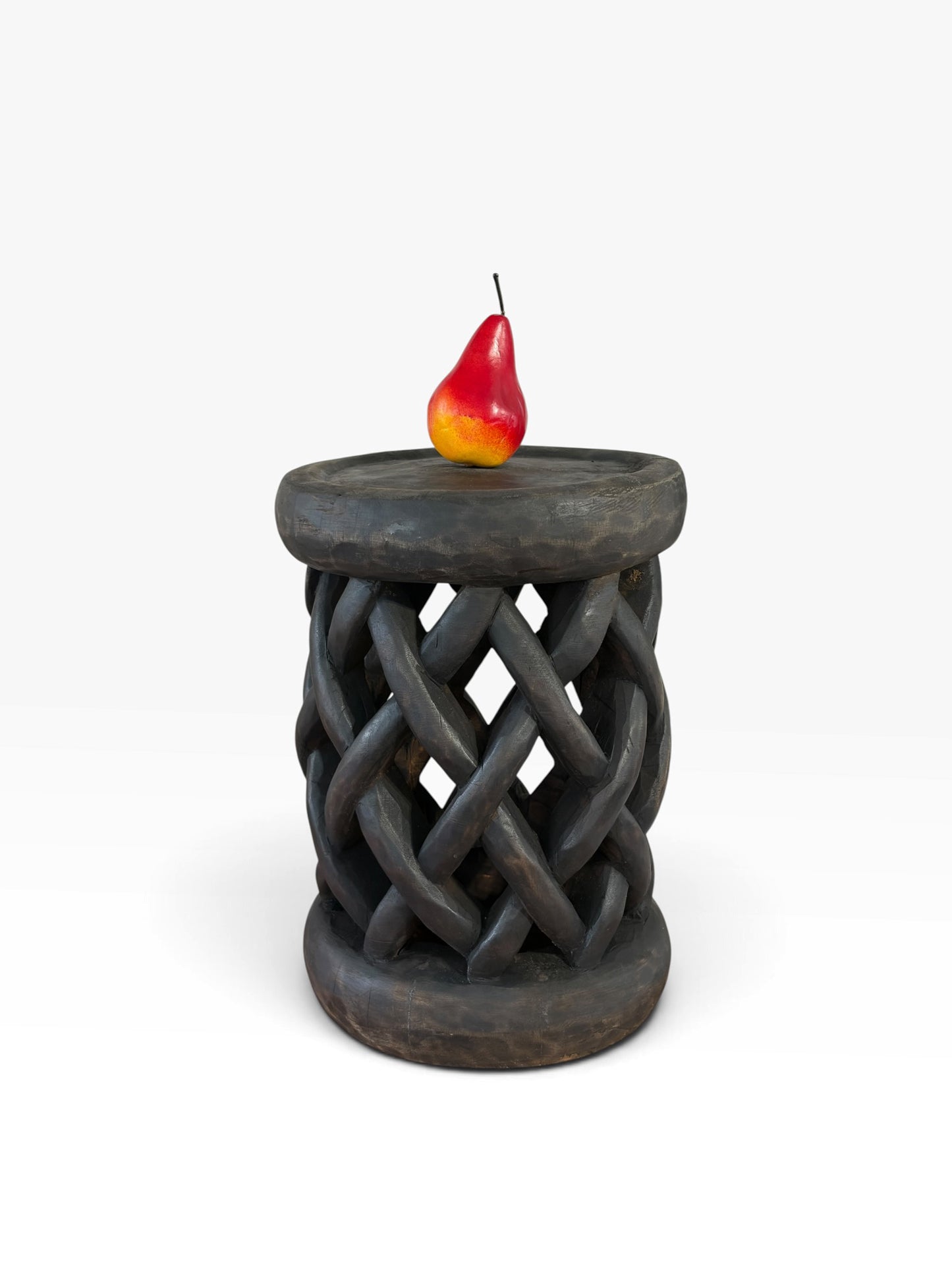 #1271 Vintage Tribal Nobility Bamileke Braided Stool/Table Cameroon 16" H
