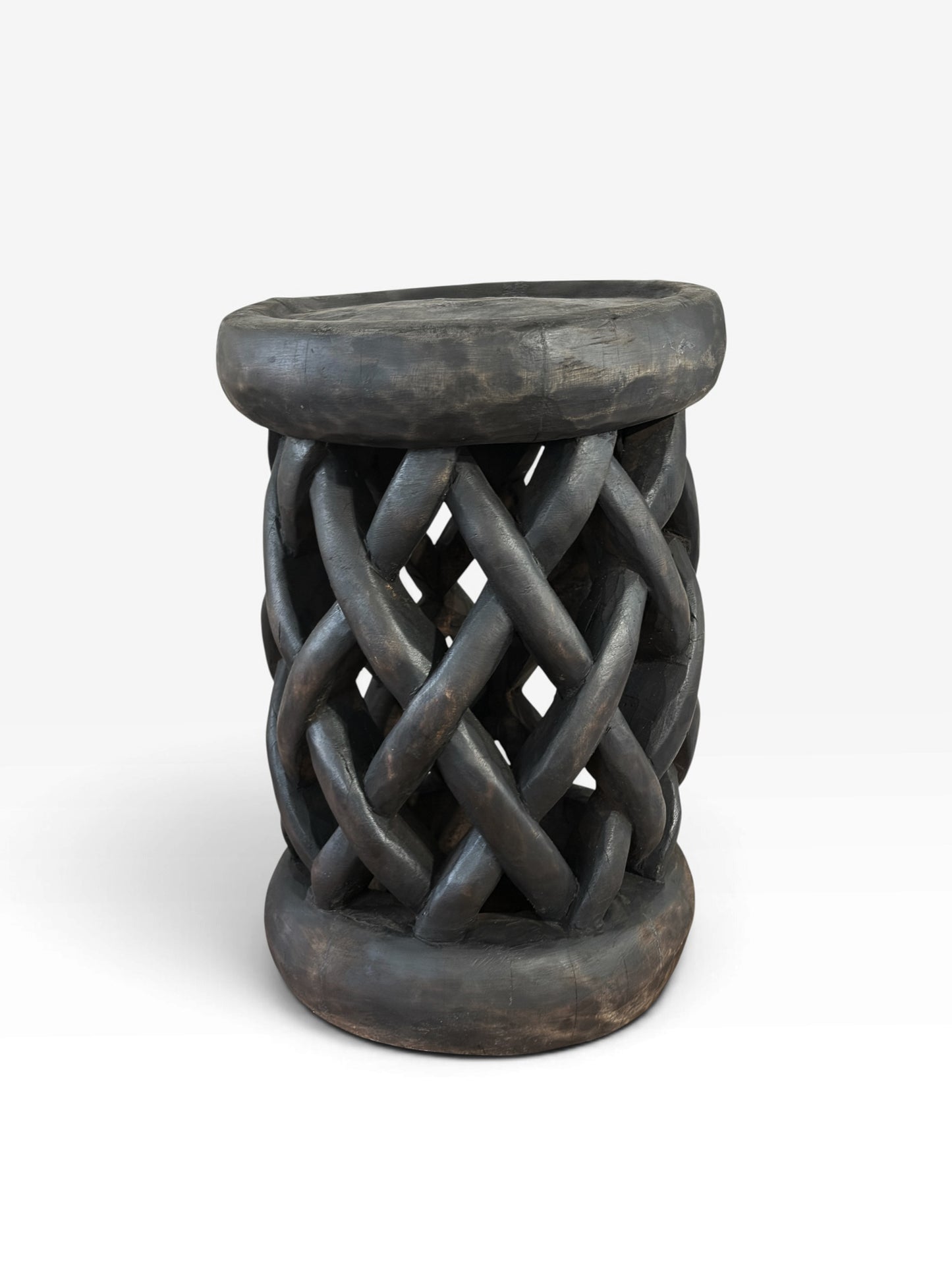#1271 Vintage Tribal Nobility Bamileke Braided Stool/Table Cameroon 16" H
