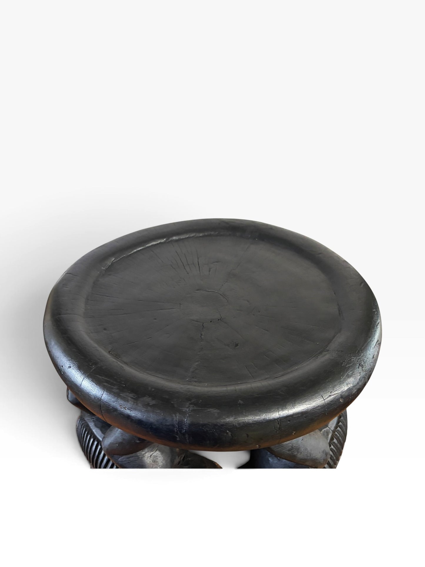 #1280 Vintage Tribal Nobility Bamileke Lizard  Stool/Table Cameroon 16" H