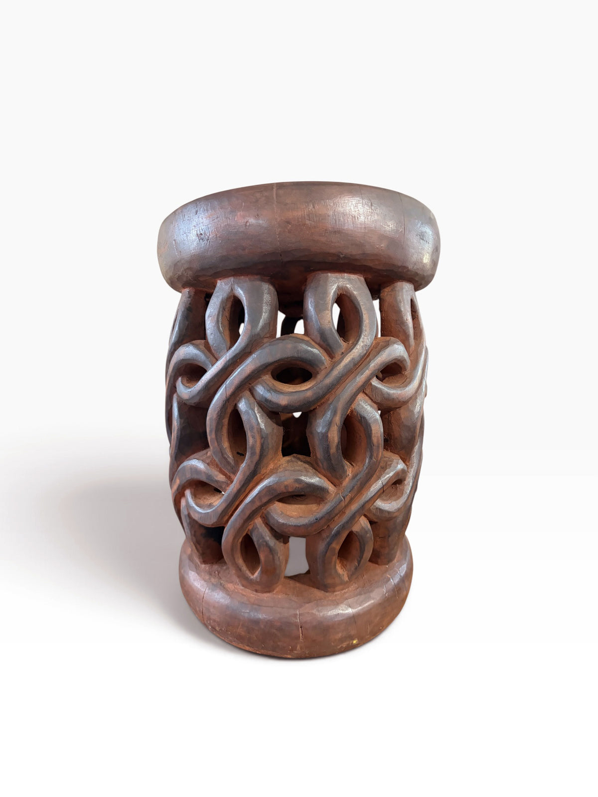 #1275 Vintage Tribal Nobility Bamileke Spiral  Stool/ Side Table Cameroon 16" H